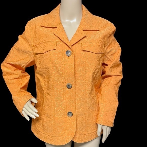 Coldwater Creek Jackets & Blazers - Coldwater Creek Women’s Orange 16 Embroidered 3 Button Blazer in EUC